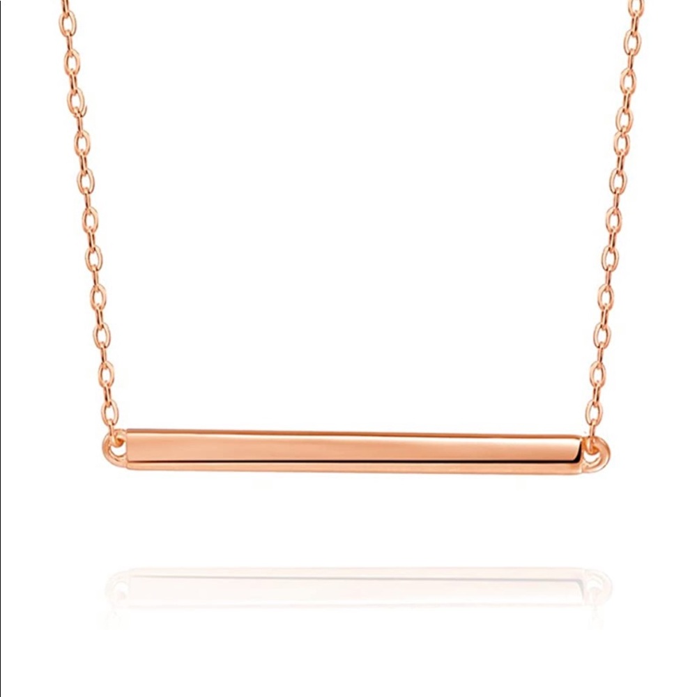 🌹S.Leaf Rose Gold Bar Necklace!